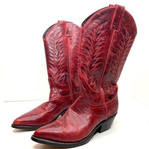Justin Diamond J Women's Western Cowboy Boots 51003L Size 5B Red Leather